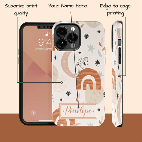 Boho Rainbows Personalized Name iPhone Case